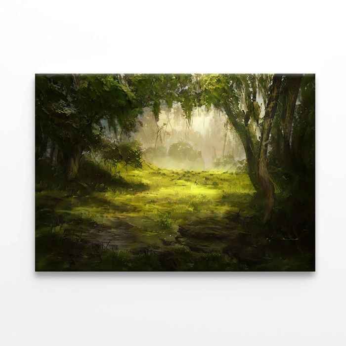 Foggy Forest Scene with Trees  Print 100% Australian Made 75 x 50cm  (Stretched)