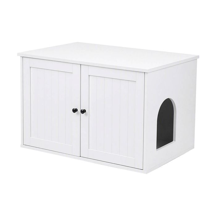 i.Pet 80x53cm Cat Litter Box Enclosure Hidden Litter Tray Cabinet Furniture White