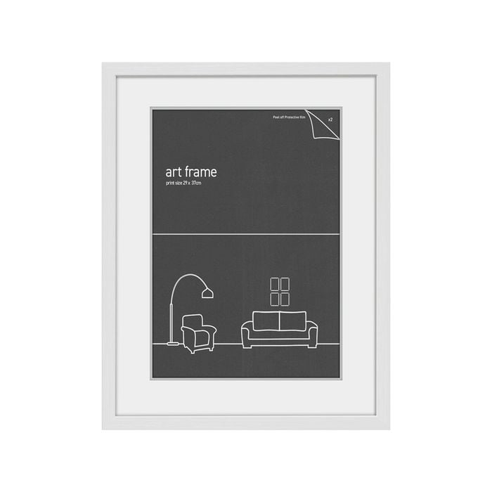 Frames & Hangers 29x37cm Picture Poster Frame White With Double Mat