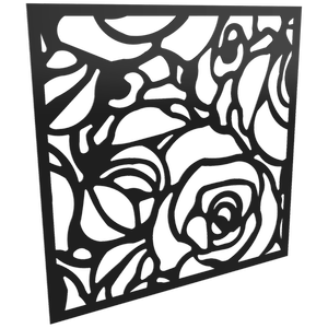 ProtectorAl 300 - 1200 x 300 - 1200mm Gloss Black / Satin Black Roses Unframed Composite Deco Panel