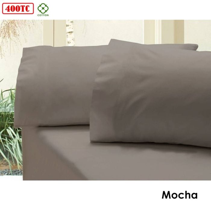 Bloomington Revive 400TC Cotton Sateen Combo Fitted Sheet Set King (No Flat) Mocha