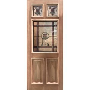 Woodcraft 2040 x 820 x 40mm Entrance Door Federation Antique Rose Glass FED1