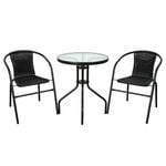 Marquee Black 3 Piece Wicker Bistro Set