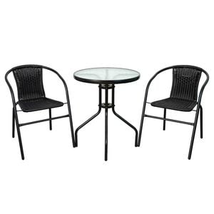 Marquee Black 3 Piece Wicker Bistro Set