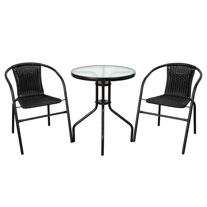 Marquee Black 3 Piece Wicker Bistro Set