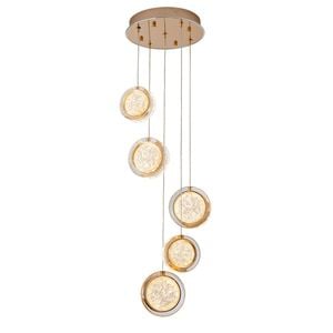 Vencha Yoyo 5 Light Tri-Colour LED Pendant - Gold