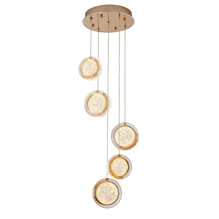 Vencha Yoyo 5 Light Tri-Colour LED Pendant - Gold