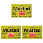 3x Mustad Big Red Snapper Chemically Sharpened X 3 Rig 2 Hook Set Up Size 7/0