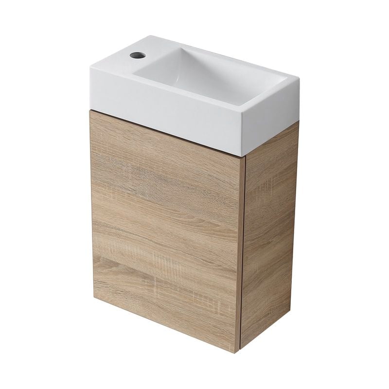 400mm Oak Finish Rococo Wall Hung Vanity