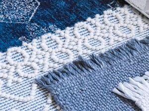 Blue rug.