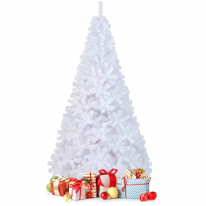 -Costway 2.1M Christmas Tree Snowy White Xmas Home Decoration