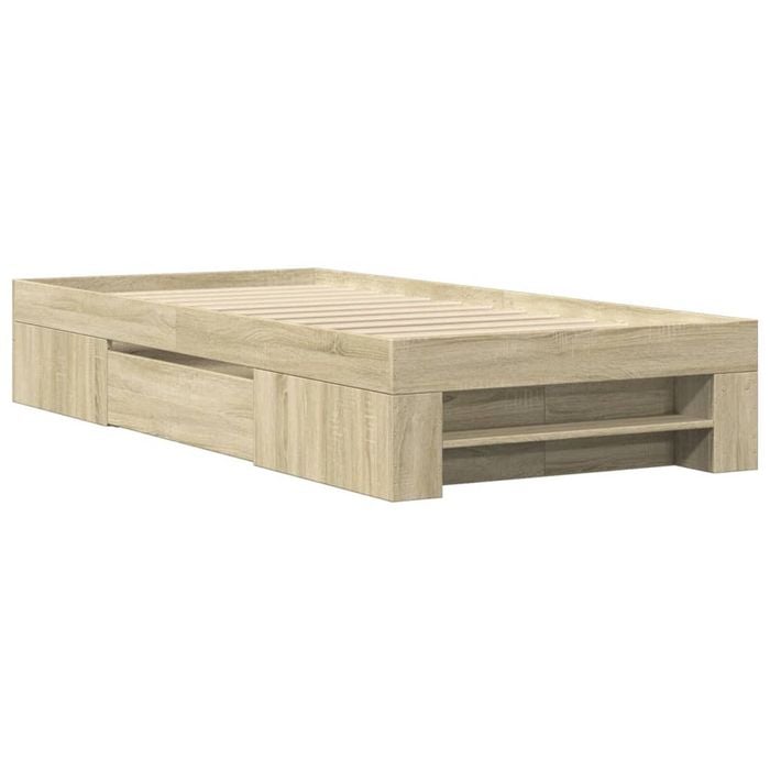 vidaXL Bed Frame Mattress Base Single Bed Sonoma Oak 90x190 cm Engineered Wood