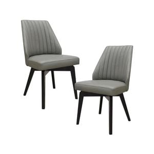 Shelby Set of 2 Dining Chair Genuine Leather Solid Rubber Wood Frame