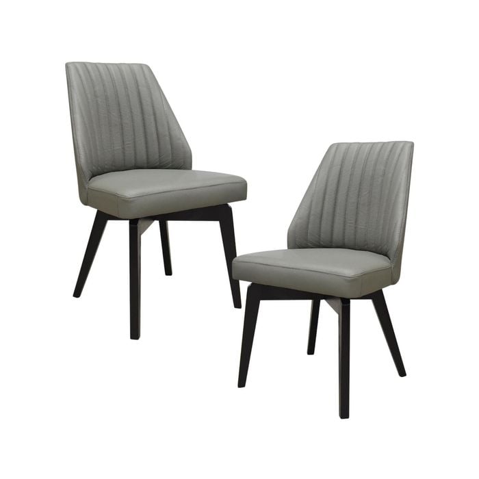 Shelby Set of 2 Dining Chair Genuine Leather Solid Rubber Wood Frame