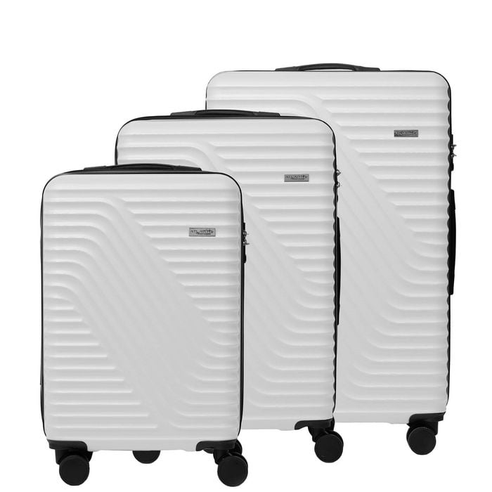 Milano Atlantis 3 Piece Luggage Set Tsa Lock Hard Case White 3 Piece