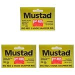 3x Mustad Big Red Snapper Chemically Sharpened X 3 Rig 2 Hook Set Up Size 4/0