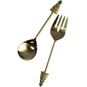 2pc LDV Brass Christmas Salad Servers Home Decor - Gold