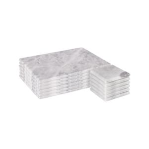 Argon Tableware 12pc Marble Placemats & Square Coasters Set - White
