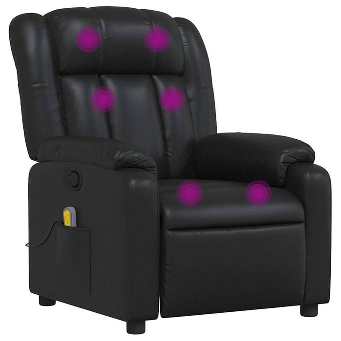 vidaXL Massage Recliner Chair Single Sofa Armchair Bedroom Black Faux Leather