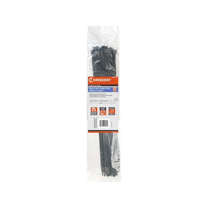 Crescent 550mm x 9mm Heavy Duty Cable Ties - 25 Pack