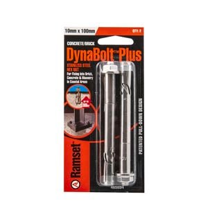 Ramset 10 x 100mm Stainless Steel DynaBolt Plus Hex Head Bolt - 2 Pack