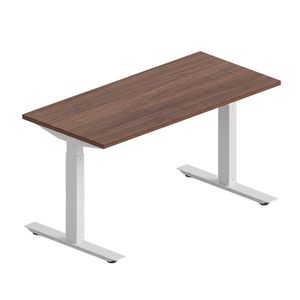 Lorell Sit-to-Stand Two-Tier Height Desk Silv & Desktop Large Walnut 183cmx76cm