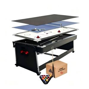 TOPONE 8FT 4-in-1 Convertible Multi Game Table, Heavy-Duty Reinforced Black Frame for Indoor Multi-Sport Use - Black