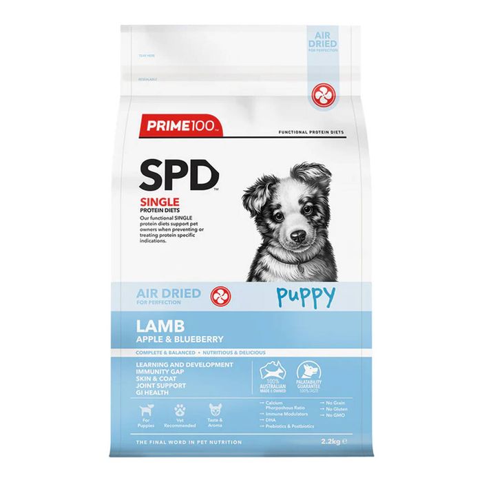 Prime100 Spd Single Protein Diets Air Dried Lamb, Apple & Blueberry Puppy Dry Dog Food 2.2 Kg