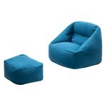 Viviendo Bean Bag Chair Armrest Ottoman Lounger Cover Lazy Sofa Grey/Blue Kids
