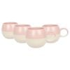 Nicola Spring 340ml Dipped Stoneware Mugs - Dusty Pink 4x Sphere Glazed Coloured Stoneware Latte Tea Cups Colourful Coffee Cups