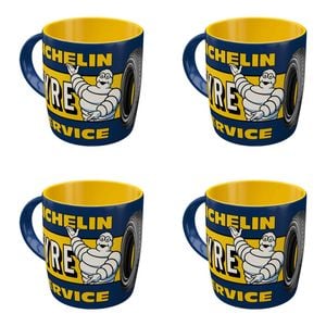 4x Nostalgic-art Ceramic Mug Michelin Tyre Service Retro Look 9x9cm Blue