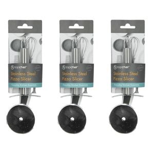 3PK Topchef Stainless Steel Pizza Slicer Kitchen Utensil 20.5cm Silver