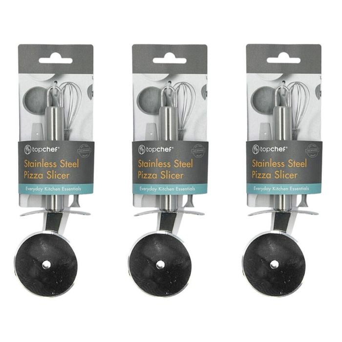 3PK Topchef Stainless Steel Pizza Slicer Kitchen Utensil 20.5cm Silver