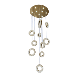 Element Lighting ROBI 10 Ring Crystal Chandelier Tri-colour LED (Gold)