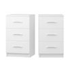 Ufurniture Set of 2 Bedside Table 3 Drawers Nightstand Bedroom Storage Cabinet 66cm Side Table White