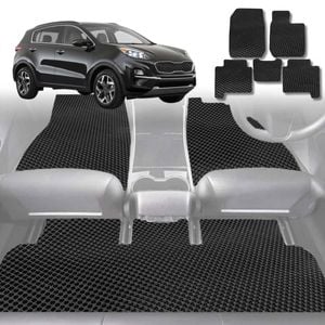 6D Diamond Car Floor Mats for Kia Sportage 2016-2021-Full Set-Black-Outback GT