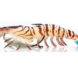 125mm Chasebait Heavy Flick Prawn Soft Plastic Fishing Lure with 15gm Lead Weight - Tiger Prawn