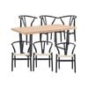 Petunia  7pc 180cm Dining Table Set 6 Wishbone Chair Elm Timber Wood Metal Leg