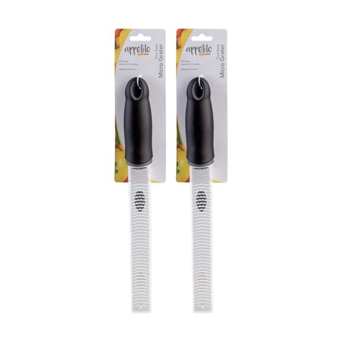 2pk Appetito Stainless Steel Rasp Micro Grater W/ Soft Grip Handle Fine