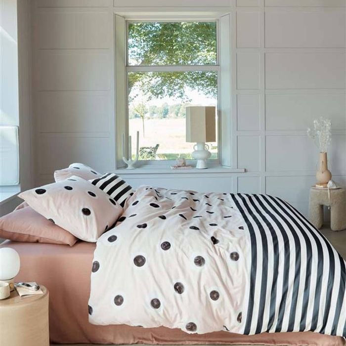 VTWonen King Natural Stripe and Eye Natural Cotton Quilt Cover Set