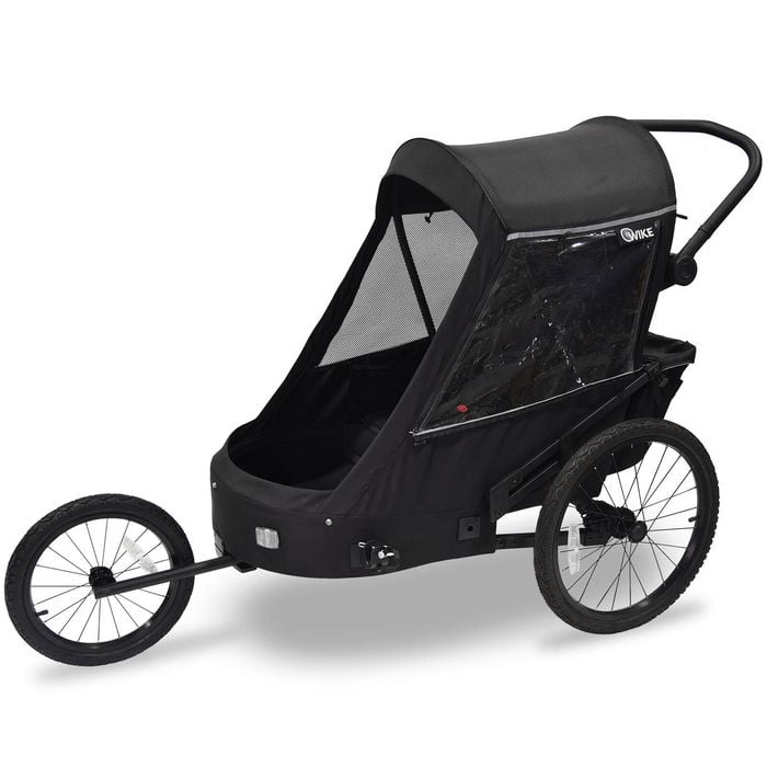 Vivere Wike Premium Suspension Children's Bike Trailer with Stroller & Jogging Kit - Black