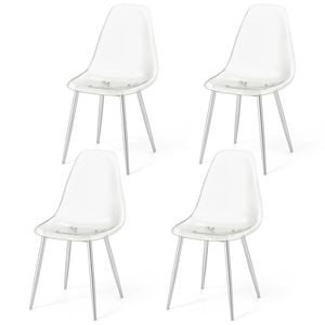 Costway Tansparent Dining Chair Set Of 4 Plastic Chair Home Office Transparent