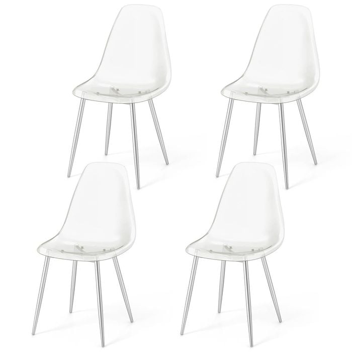 Costway Tansparent Dining Chair Set of Plastic Chair Home Office