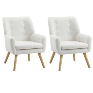 Oikiture 2x Armchair Lounge Chair Sherpa Accent Armchairs Tub Chairs Sofa White
