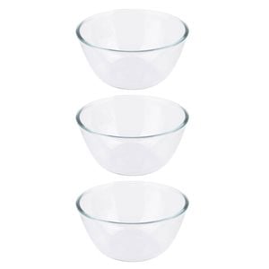 3PK Daily Bake Borosilicate Glass Mixing Bowl 21cm/2L - Clear