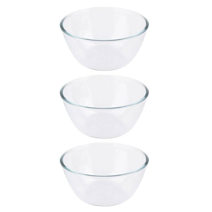 3PK Daily Bake Borosilicate Glass Mixing Bowl 21cm/2L - Clear