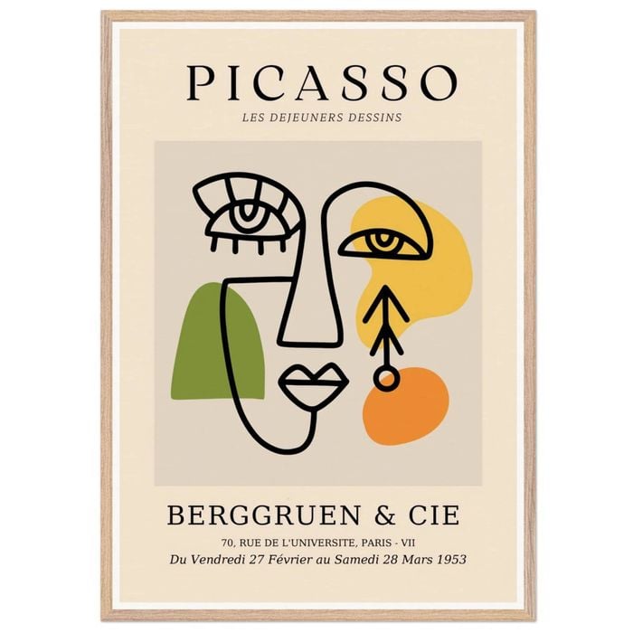 Galrie Stunning Picasso Les Dejeuners Dessins Abstract Art Poster for Home Decor, Wood Frame, A4 21 x 30cm (8 x 12inch)