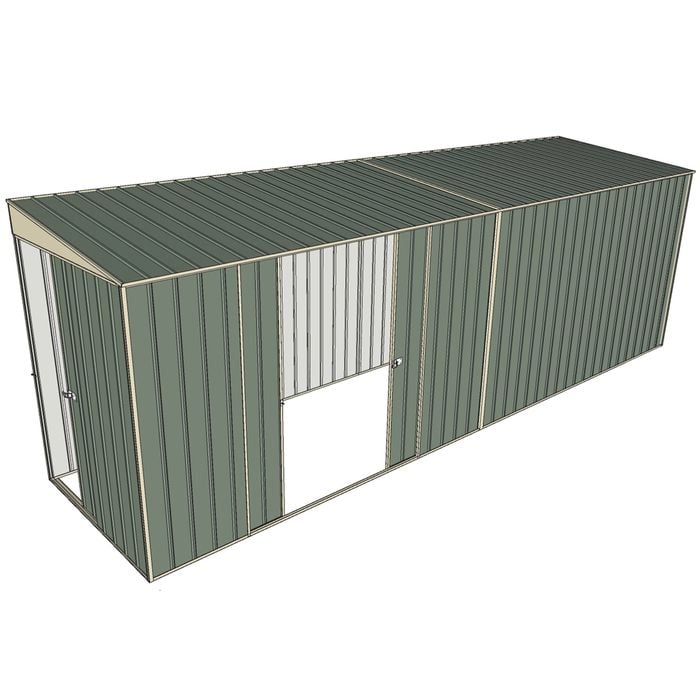 Build-a-Shed 1.5 x 6 x 2m Sliding Door Tunnel Shed With Double Sliding Side Doors - Green