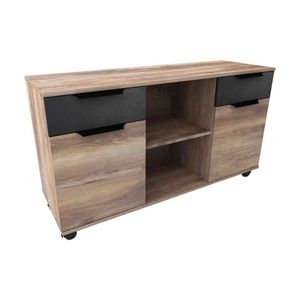 Modern Home Living AFTAN Credenza 120cm(W)x40cm(D)x50cm(H) - Warm Oak & Black