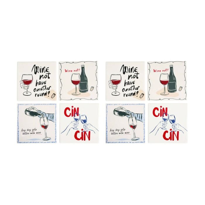 2x 4pc Lvd Decorative Wine Not Ceramic Square Drink Coasters Home Decor 10x10cm